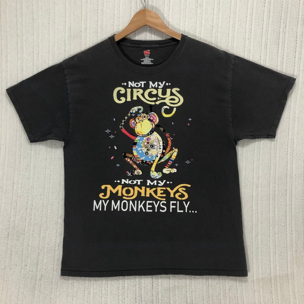 Hanes Not My Circus Not My Monkeys Graphic Tee Black Large Short Sleeve T-Shirt - Picture 3 of 8